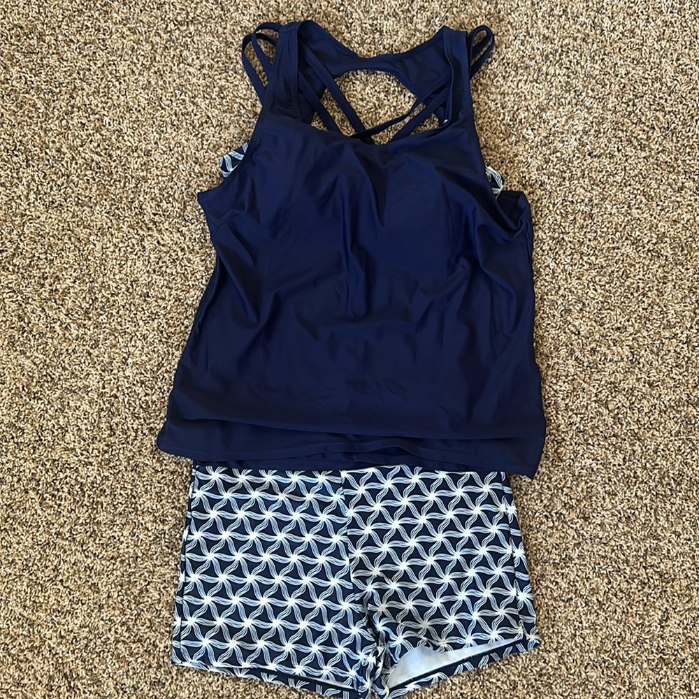 Navy Blue Women's Swim Tankini Set